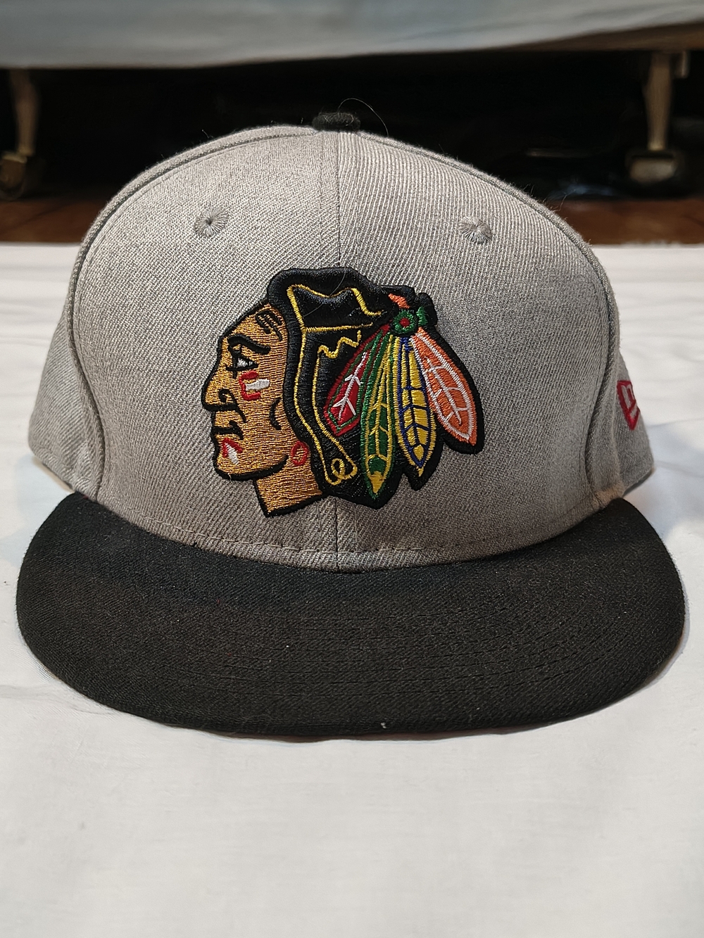 New Era Gray and Black Chicago Blackhawks Embroidered Snapback